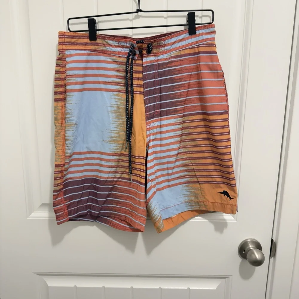 Tommy Bahama Men's Bright Blue Orange Red Swim Trunks Relax Size Small